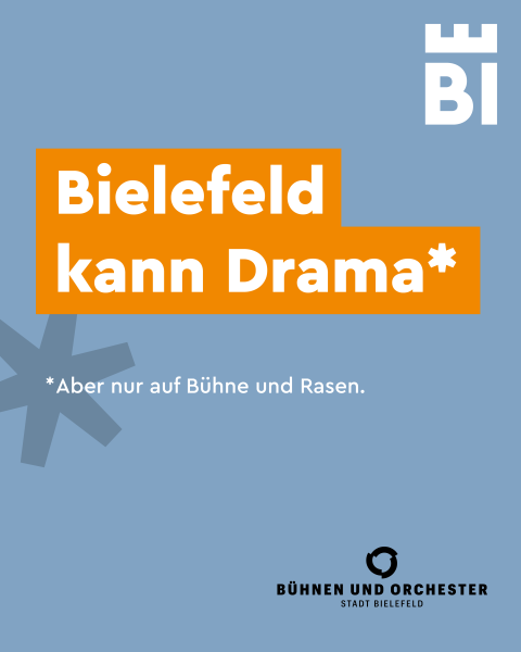 Bielefeld-Kampagnen-Spruch auf farbigem Hintergrund