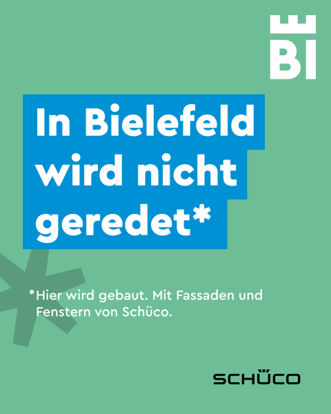 Bielefeld-Kampagnen-Spruch auf farbigem Hintergrund