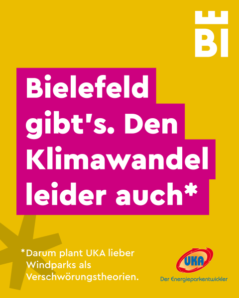 Bielefeld-Kampagnen-Spruch auf farbigem Hintergrund