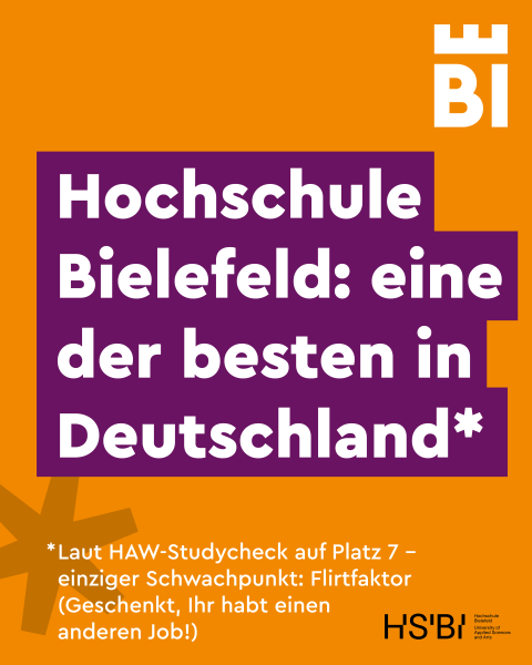 Bielefeld-Kampagnen-Spruch auf farbigem Hintergrund