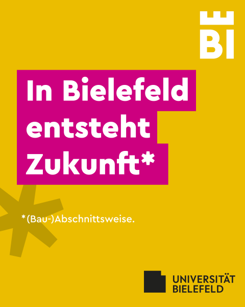 Bielefeld-Kampagnen-Spruch auf farbigem Hintergrund
