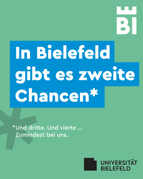 Bielefeld-Kampagnen-Spruch auf farbigem Hintergrund