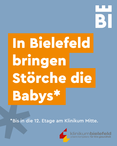 Bielefeld-Kampagnen-Spruch auf farbigem Hintergrund