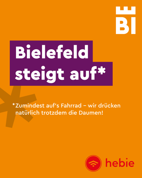 Bielefeld-Kampagnen-Spruch auf farbigem Hintergrund