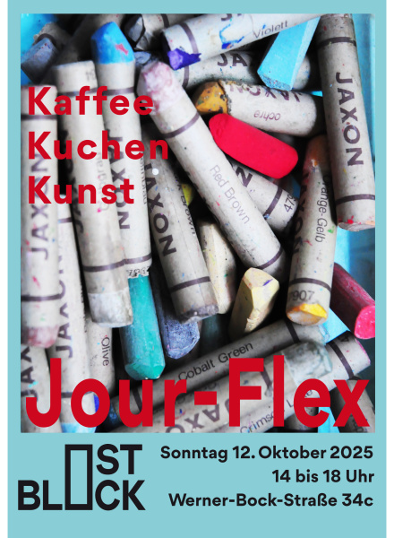 Ein Haufen Malstifte als Sinnbild für Kaffee, Kuchen, Kunst. Jour Flex im Kulturhaus fürs Quartier.