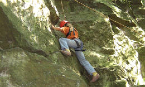 kletterne Kinder beim Kletterkurs
