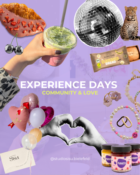 Experience Days mit Community & Love. Es erwarten dich Matcha, Croissants, Schmuck und viele DIY's