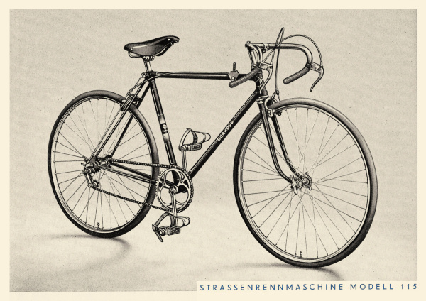 Ein Rennrad aus der Nachkriegszeit, hergestellt in Bielefeld