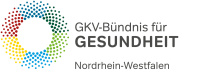 GKV-Bündnis für Gesundheit Nordrhein-Westfalen Logo mit bunten Punkten.
